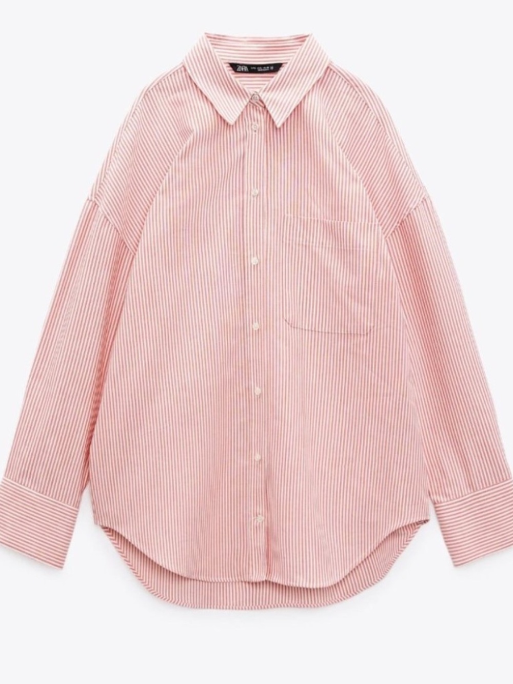 ZARA Pink White Vertical Striped Oxford Button Front Shirt – XS – Like New